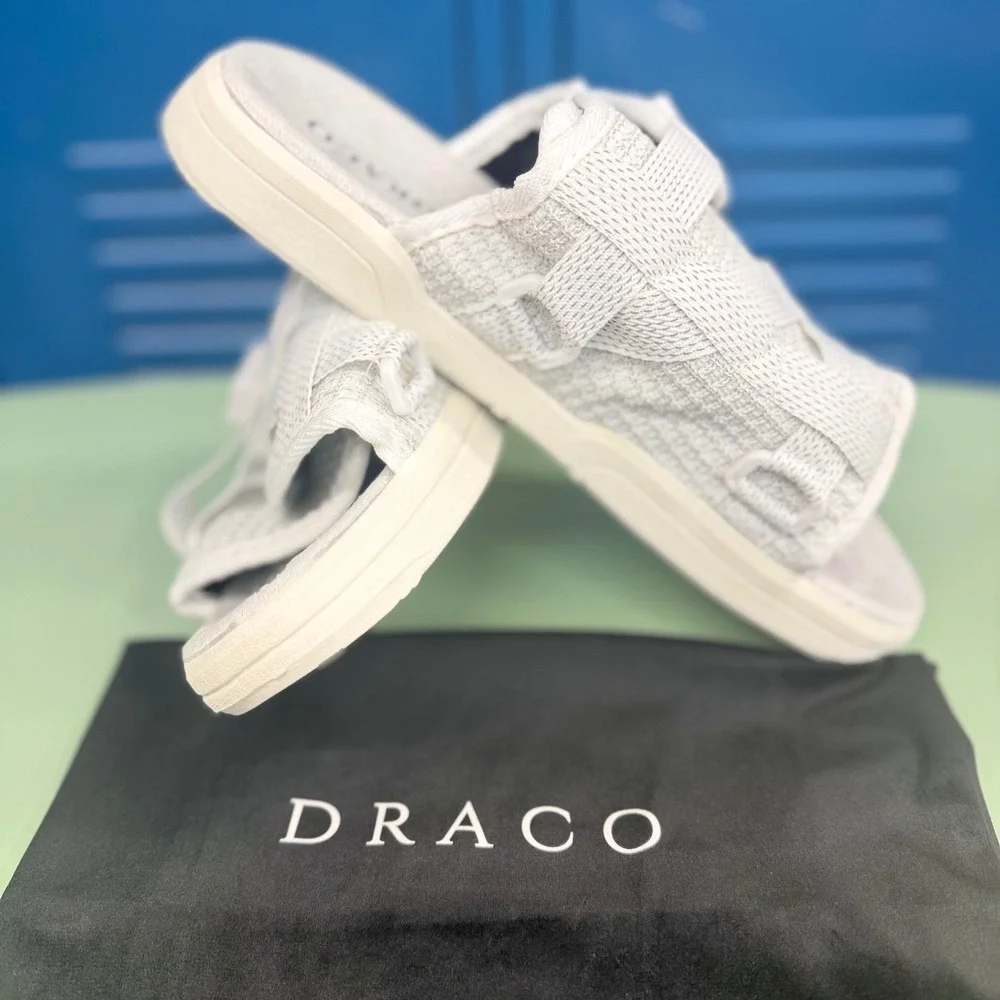 Draco White Lightning Reflective Slides Mens 11-12 fits 10.5 -12 **New w/ Bag**